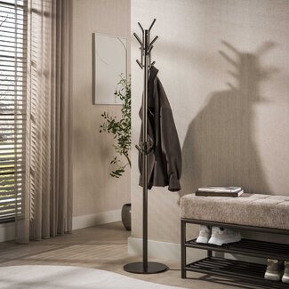 PS-Collection Staande Kapstok Metaal met 12 Haken Warm Bruin