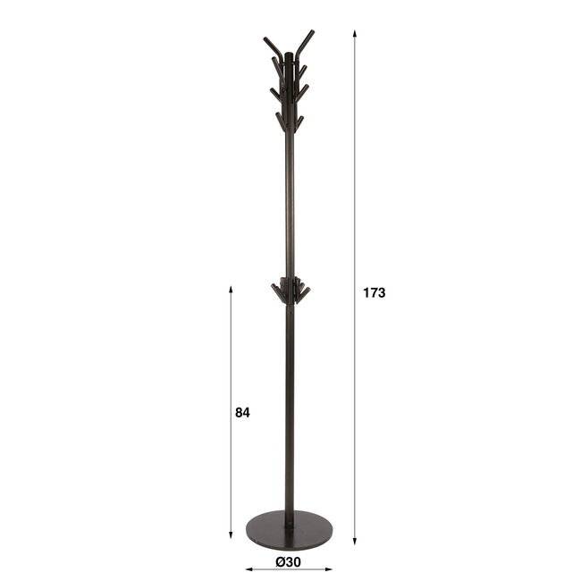 Staande Kapstok Metaal met 12 Haken Warm Bruin