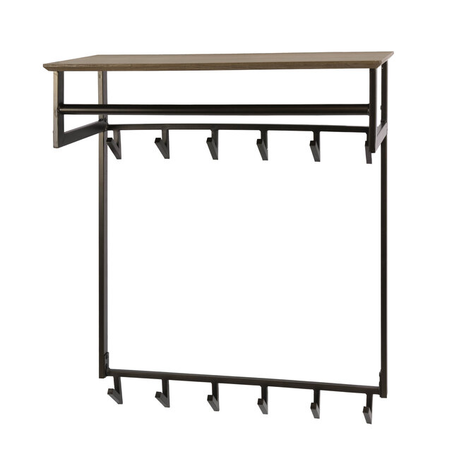 Kapstok Hoog Hoedenplank 12 Haken Eikenlook Metaal