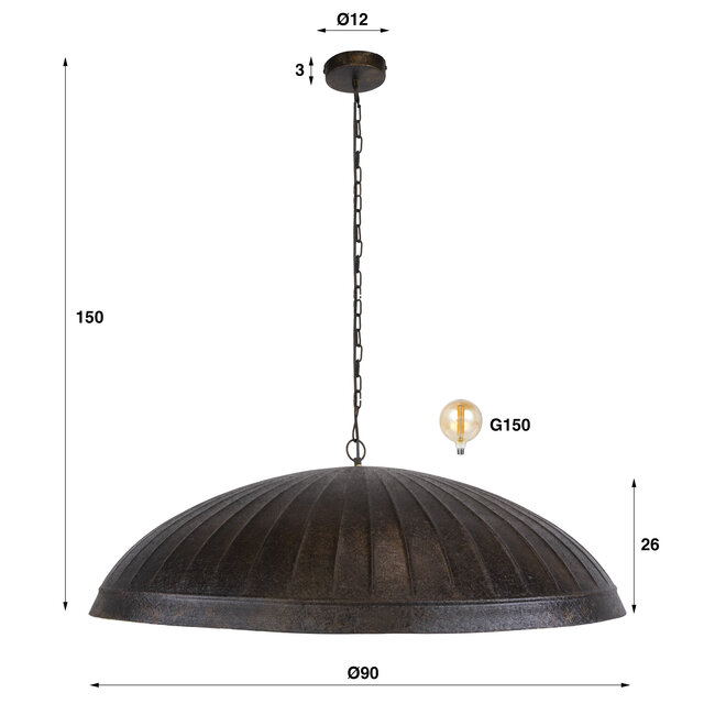 Hanglamp Industrieel Metaal Bruin 1-Lichts - Guard