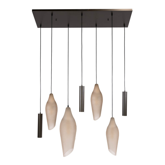 Hanglamp Cocoon 7-Lichts Glas Metaal Sienna Bruin