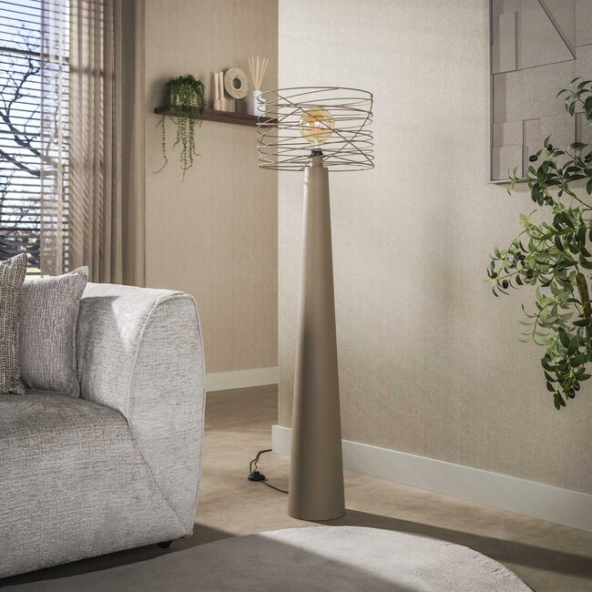 Vloerlamp Curl 1-Lichts Beige Metaal Spiraal