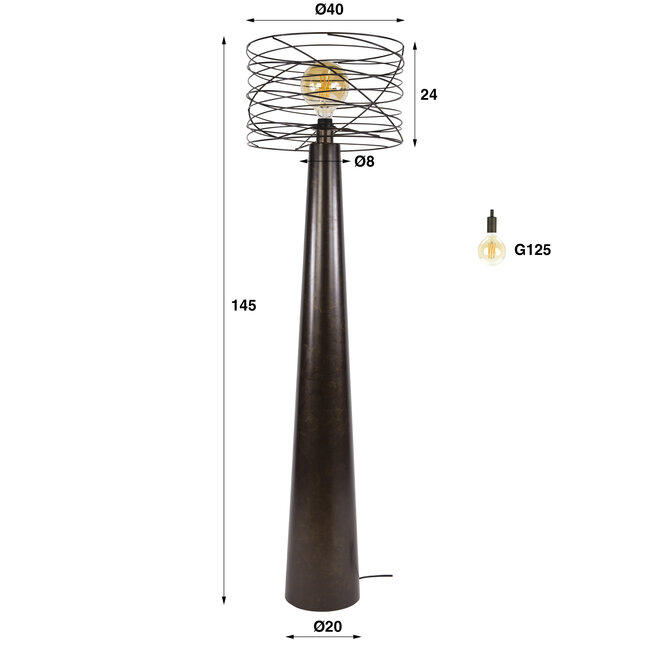 Vloerlamp Urban Bruin Metaal 1 Lichtpunt - Curl