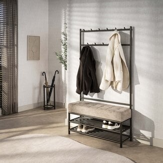 PS-Collection Garderobebank met Schoenenrek Bruin 100 cm - Luno