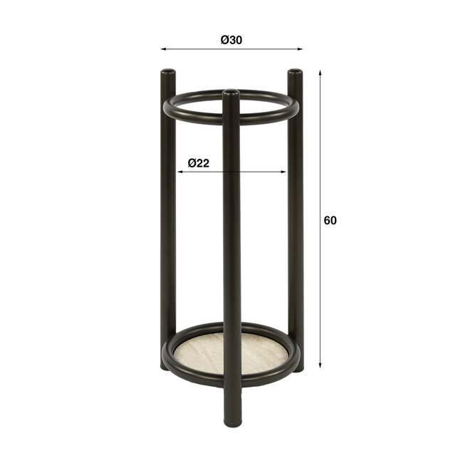 PS-Collection Ronde Paraplubak Luno Donkerbruin Metaal