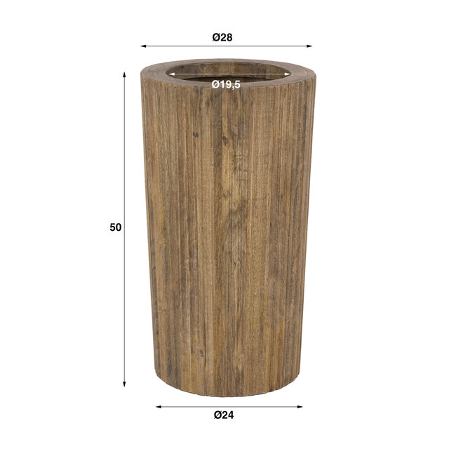 Ronde Paraplubak Wave Massief Mangohout Zandkleur