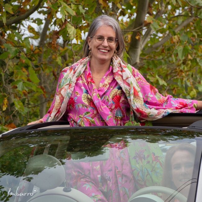 Imbarro Kimono Royal Paradise Print Viscose Paars