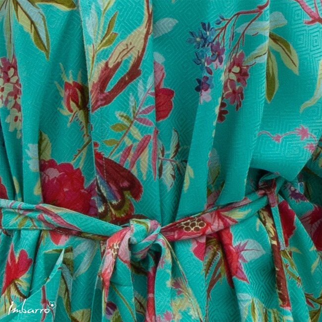 Kimono Royal Paradise Print Viscose Blauw