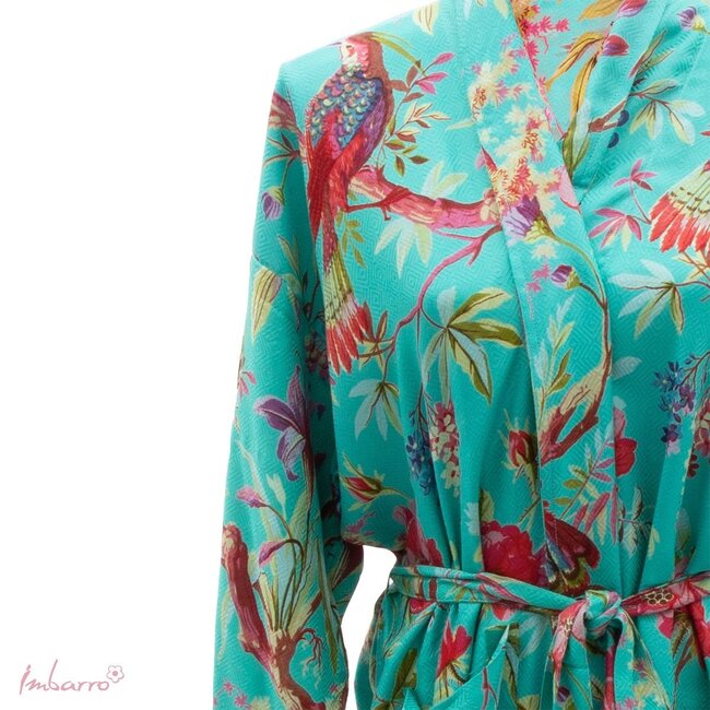 Imbarro Kimono Royal Paradise Print Viscose Blauw