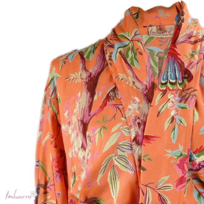Imbarro Kimono Royal Paradise Print Viscose Mandarine