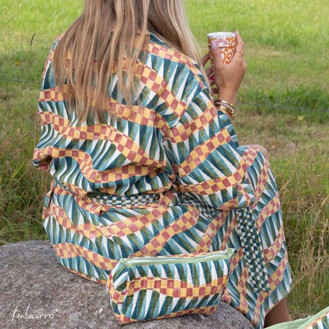 Kimono Savanna Wafel Katoen Ecru Groen