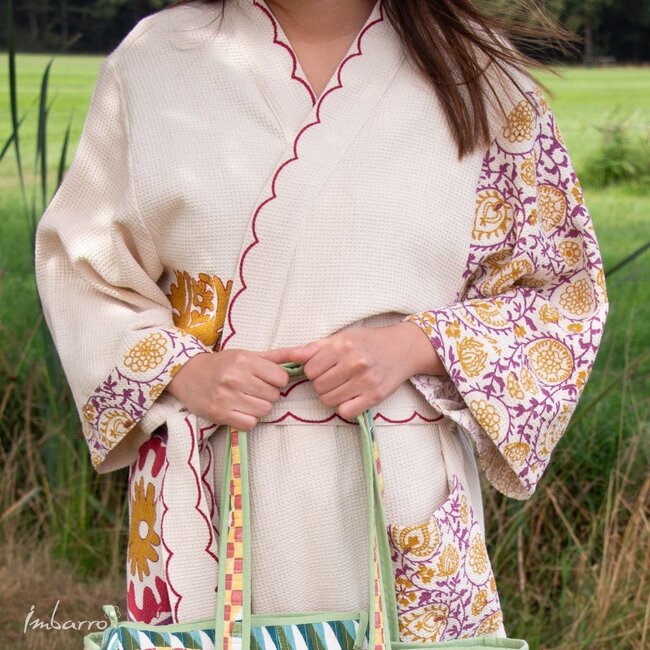 Imbarro Kimono Nayeli Wafel Katoen Ecru Multi One size