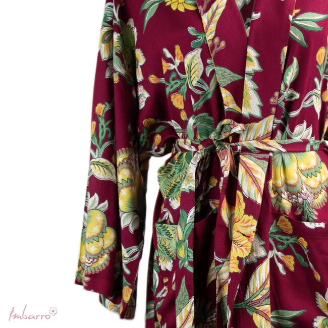 Kimono Romee Diamond Weave Viscose Donkerrood
