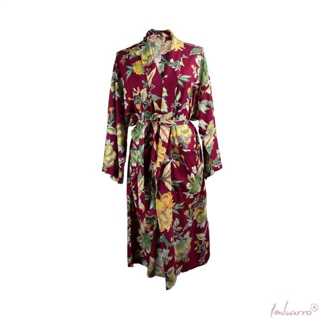 Imbarro Kimono Romee Diamond Weave Viscose Donkerrood