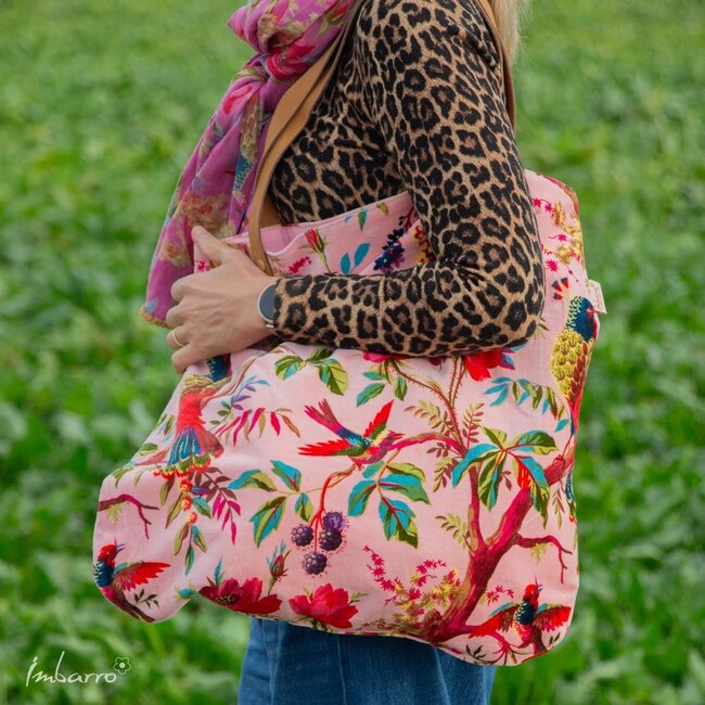 Imbarro Shopper Paradise Dusty Pink Velvet Katoen Tas