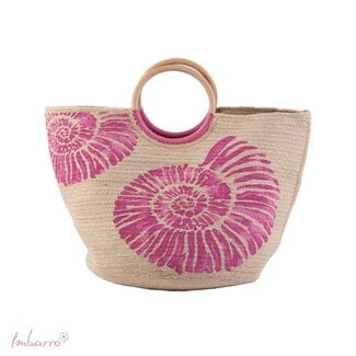Imbarro Shopper Shani Roze Naturel Raffia Strandtas