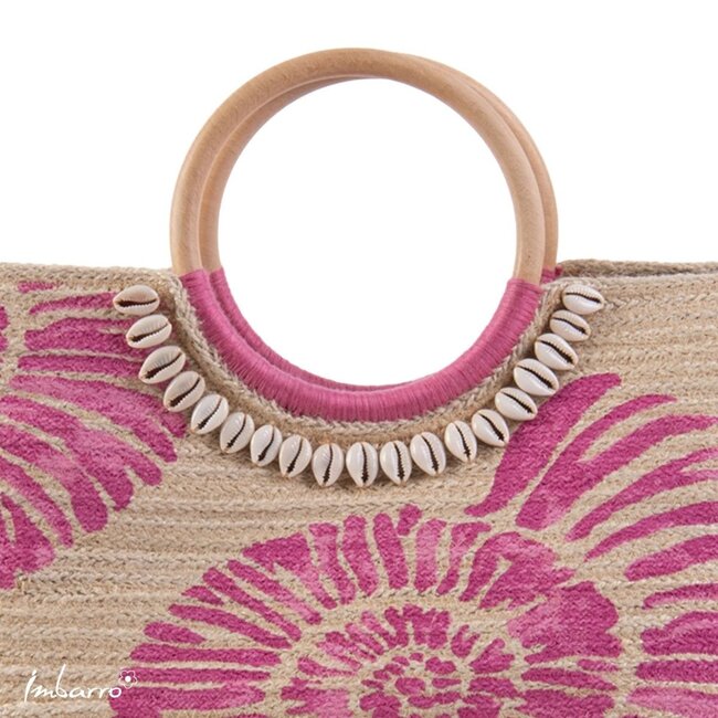 Shopper Shani Roze Naturel Raffia Strandtas