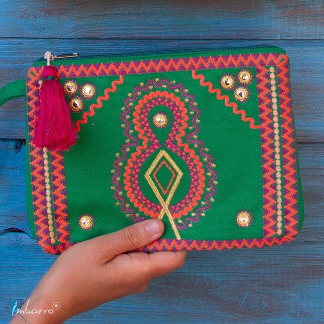 Pouch Rio Kleurrijke Katoenen Etui Groen