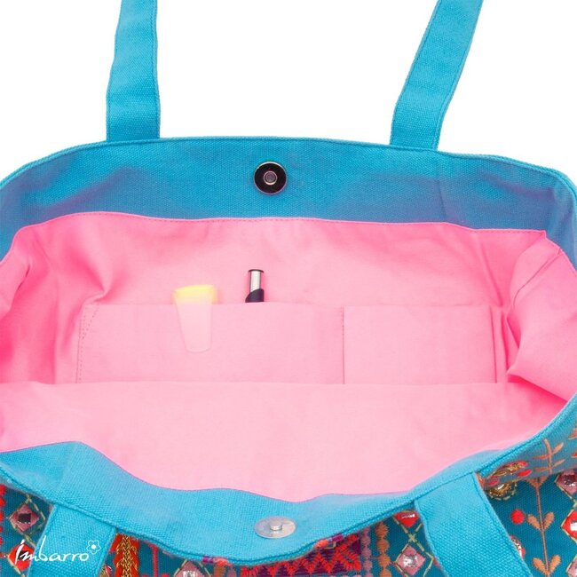 Shopper Sierra Kleurrijke Katoenen Tas Blauw