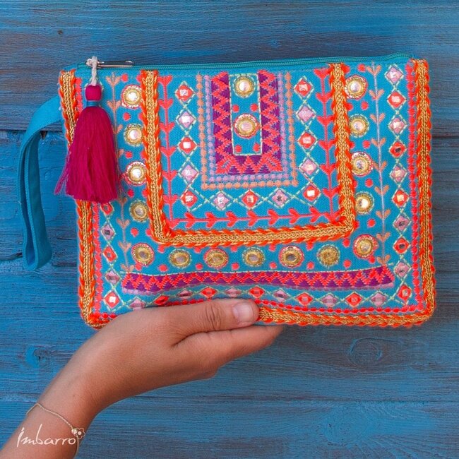 Pouch Sierra Kleurrijke Katoenen Etui Blauw