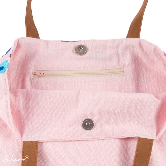 Shopper Bloom Kleurrijke Katoenen Tas Ecru