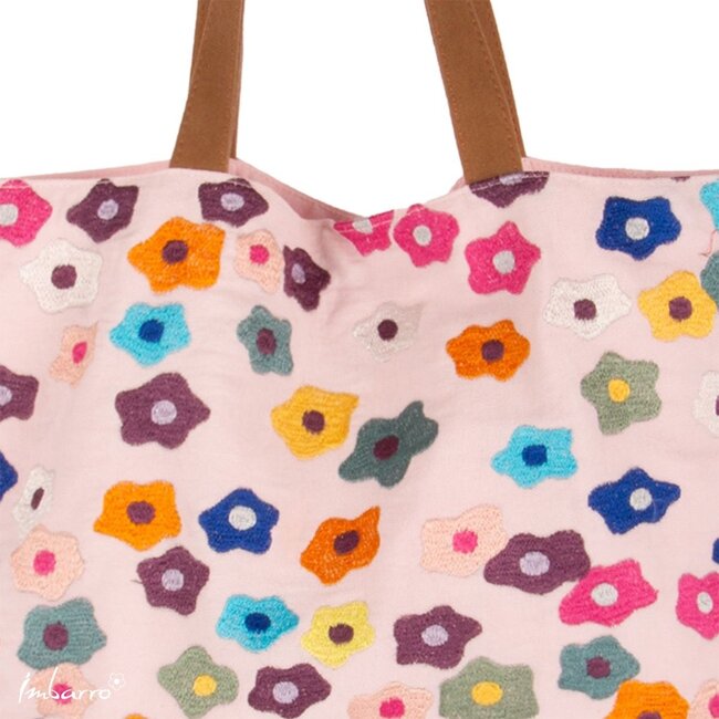 Shopper Bloom Kleurrijke Katoenen Tas Ecru