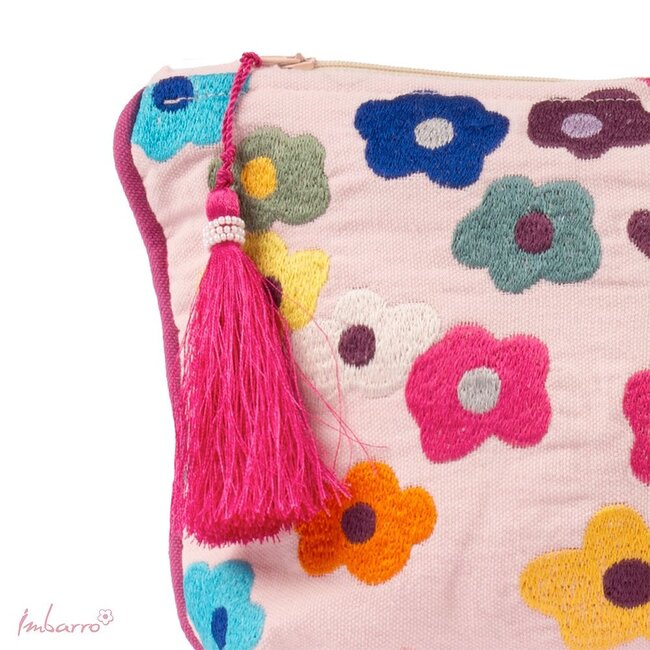 Pouch Bloom Kleurrijke Katoenen Etui Ecru