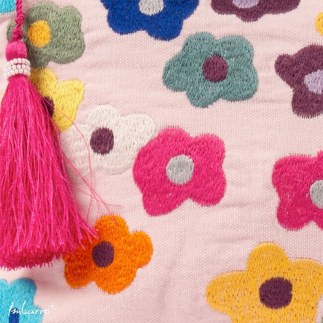 Pouch Bloom Kleurrijke Katoenen Etui Ecru