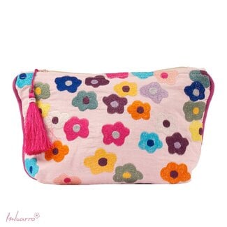 Imbarro Pouch Bloom Kleurrijke Katoenen Etui Ecru