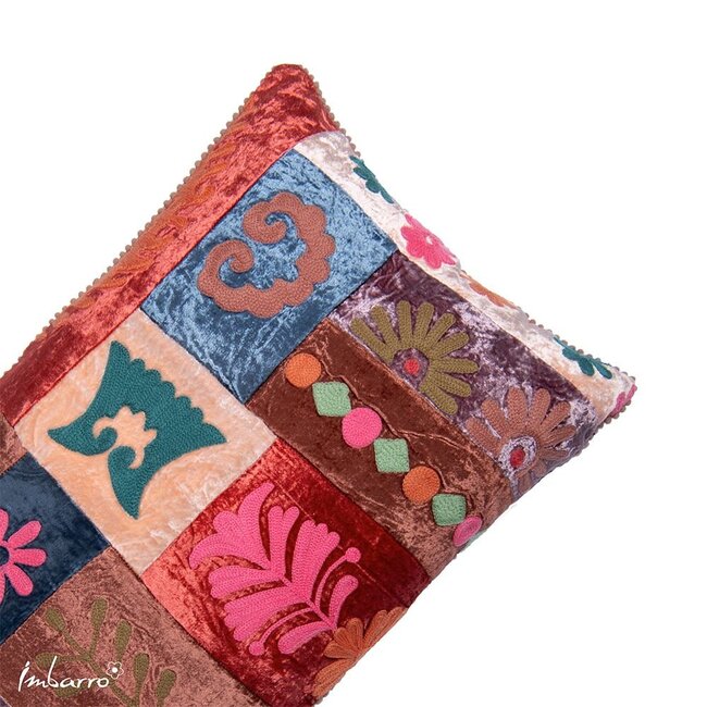 Sierkussen Malou Blauw Katoen Velvet Patchwork