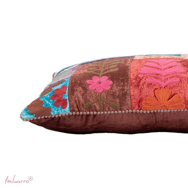 Sierkussen Malou Blauw Katoen Velvet Patchwork