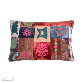 Sierkussen Malou Blauw Katoen Velvet Patchwork