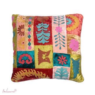 Sierkussen Denize Beige Katoen Velvet Patchwork