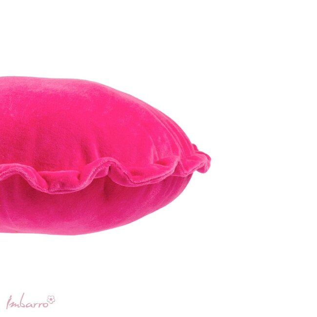 Sierkussen Ruffle Rond Fuchsia Katoen Velvet