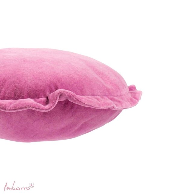 Sierkussen Ruffle Rond Paars Katoen Velvet