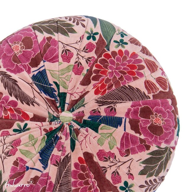 Sierkussen Maye Rond Roze Velvet Bloemenprint