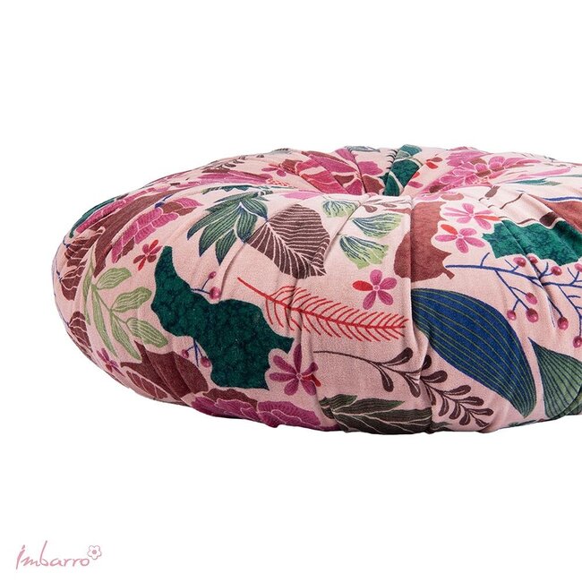 Sierkussen Maye Rond Roze Velvet Bloemenprint
