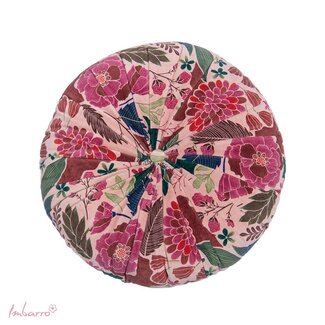Imbarro Sierkussen Maye Rond Roze Velvet Bloemenprint