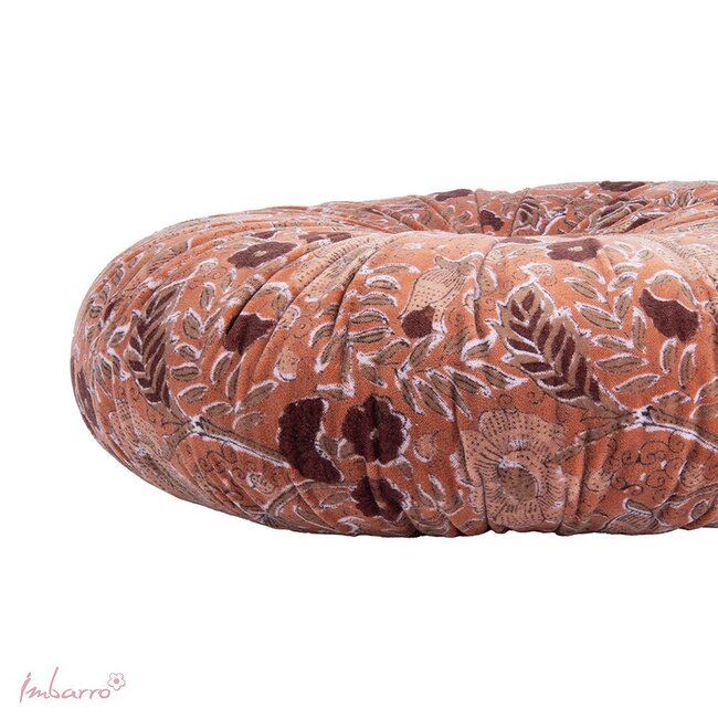 Sierkussen Eleana Rond Caramel Velvet Dessin