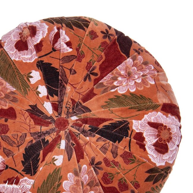 Sierkussen Maye Rond Caramel Velvet Dessin