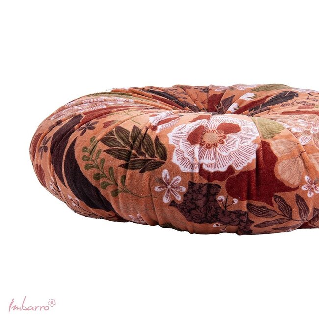 Sierkussen Maye Rond Caramel Velvet Dessin