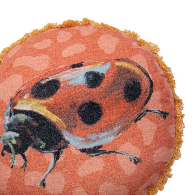 Sierkussen Ladybird Rond Multi Franjes Velvet