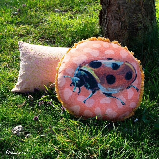 Sierkussen Ladybird Rond Multi Franjes Velvet