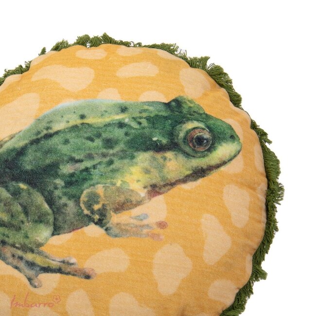 Sierkussen Green Frog Rond Multi Franjes Velours