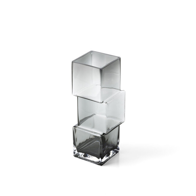 Glazen Vaas Donkergrijs Geometrisch Design - Hoog