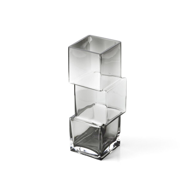 Glazen Vaas Donkergrijs Geometrisch Design -  L