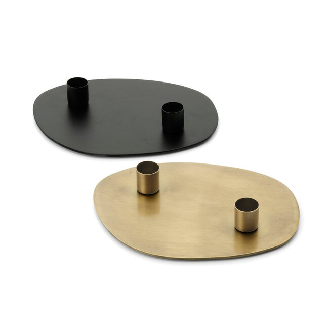 Zwarte Kandelaar Aluminium Design - Plat