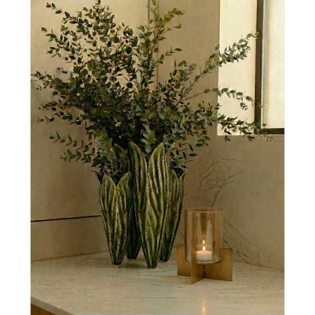 Keramieken Vaas Groen Blad Motief Design