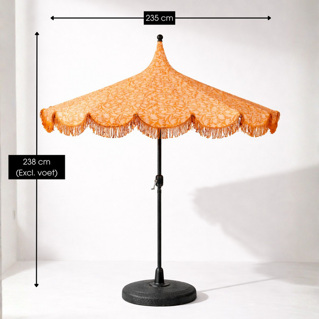 Parasol Oranje Met Franjes - Bohemian Tuinstijl