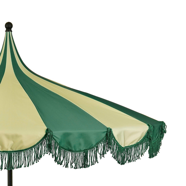Parasol Donkergroen Met Strepen en Franjes